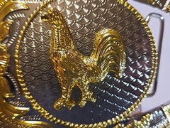 GOLD & SILVER (IN COLOR ONLY) LARGE RODEO WESTERN ROOSTER 🐓 Metal Belt Buckle
