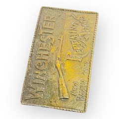 Winchester Repeating Arms New Haven Conn. Rifle Guns Vintage Brass Belt Buckle