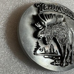 Yellowstone National Park Moose Belt Buckle Collectible Metal Silver Tone