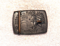 CLASSIC BELT BUCKLE NATIONAL BOY SCOUT JAMBOREE 1981 VIRGINIA GOLD TONE BB12