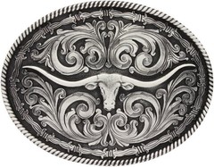 Montana Silversmiths Longhorn Collection Western Attitude Belt Buckle