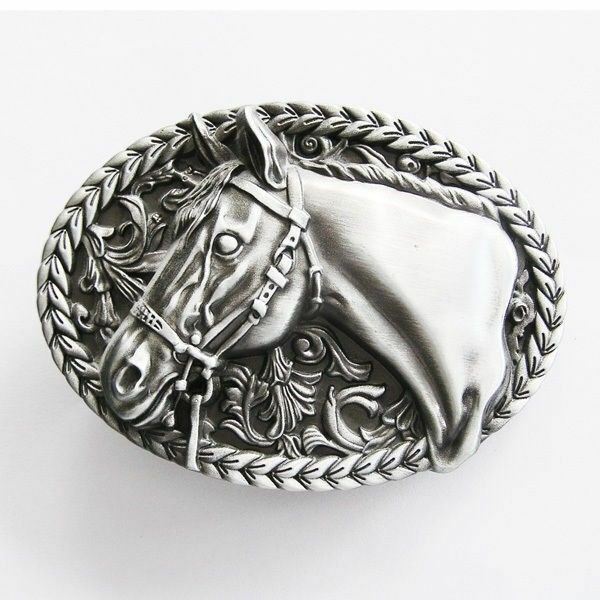 Horse Head Rodeo Cowboy Western Metal Belt Buckle