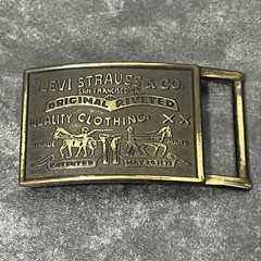 Levi Strauss Vintage Belt Buckle Brass Two Horse Logo Plaque Western Cowboy