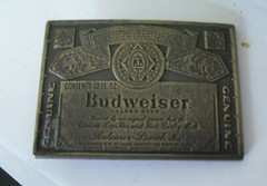 Vintage Brass Budweiser Beer Belt Buckle 3 3/8&Prime; Wide