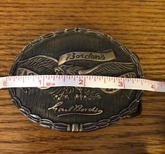 VINTAGE 1970s BORDEN&rsquo;S EAGLE BRAND BELT BUCKLE SOLID BRONZE 3 1/2&Prime; X 2 3/4&Prime;