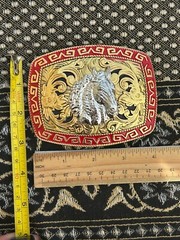 Western Buckle Gold Silver Red Horse Head Buckle Cowboy 2 » Hebillas Vaqueras
