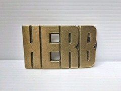 Vintage Brass Belt Buckle HERB 1978 Name Plate Herb