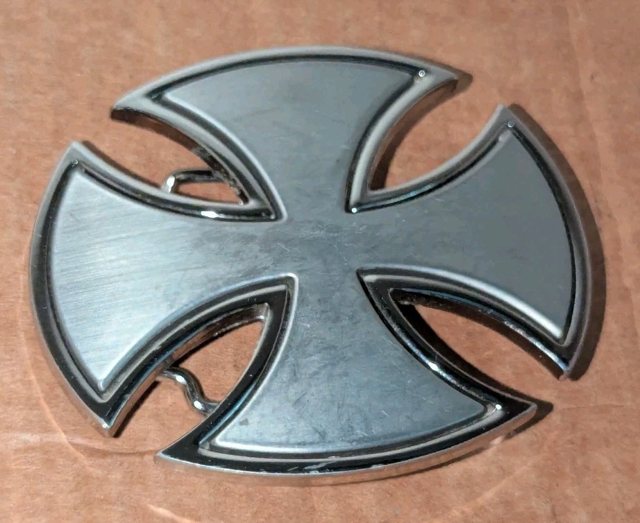 Independent Chrome Iron Cross Belt Buckle