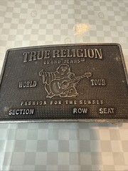 TRUE RELIGION CONCERT TICKET Belt Buckle Silver Tone
