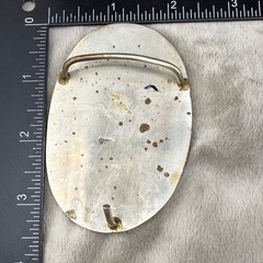 Vintage Alpaca Belt Buckle Abalone Inlay Silver Tone