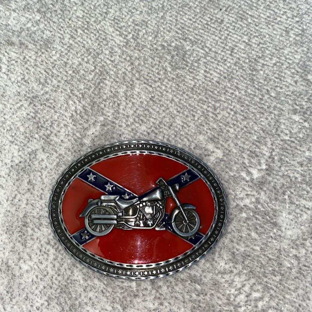 Vintage MOTORCYCLE BELT BUCKLE ~LEGENDS WEST ~PEWTER ENAMEL ~MADE IN USA BB1932