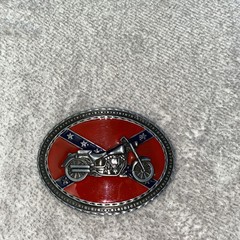 Vintage MOTORCYCLE BELT BUCKLE ~LEGENDS WEST ~PEWTER ENAMEL ~MADE IN USA BB1932