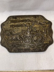 VTG Trumbull Ct. America&rsquo;s Heroes Fire Department Brass Belt Buckle Turtle