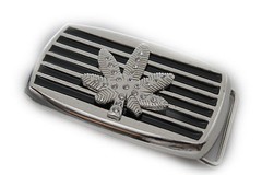 Men Women Silver Black Metal Belt Buckle Large Size Marijuana Leaf Plant Beads