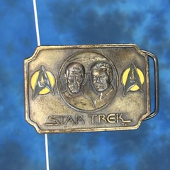 vintage 70s STAR TREK BRASS BELT BUCKLE lee jeans spock kirk sci fi movie 80s