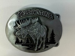 YELLOWSTONE National Park Moose Elk Wildlife Scene Silver Color Belt Buckle