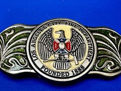 LA Los Angeles Fire Department 1888 Silver TFJ LARGE 6&Prime; Wide Belt Buckle