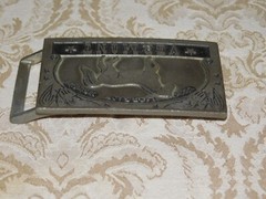 VINTAGE 3 1/2&Prime; WIDE VERMONT THE MORGAN HORSE PEWTER BELT BUCKLE