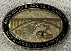 1981 New River Banking And Trust Company Blank Gold Toned Country Belt Buckle
