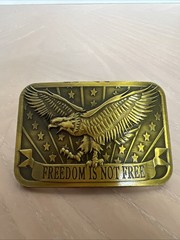 FREEDOM IS NOT FREE Eagle USA Belt Buckle 2×3 2014 Sponsor Brass