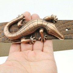 Belt Buckle Lizard Reptile Gecko Crocodile Brass Animal Interchangeable Buckle