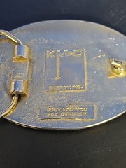 Vintage Oil Pump Oil Drill 24K Gold Overlay Belt Buckle KMD Energy VHTF