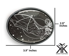 Bat Belt Buckle – Gothic Illustration Halloween Handmade Artisan Buckle – 819