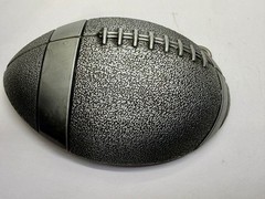 American Football Sports Textured Ball Cutout Silver Color Figural Belt Buckle