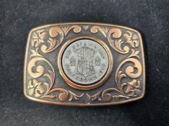 Vintage Collectible Copper-Color Belt Buckle – UK Half Crown 1948 Coin Insert
