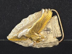 Arrowhead Eagle Belt Buckle Siskiyou Native American Indian Spirit Green Enamel