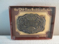 BRASS BELT BUCKLE « GEORGE » ORIGINAL BOX ODEN TIME EMBOSSED BIRTHDAY NAME