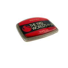 Vintage 1982 World&rsquo;s Fair Knoxville Tennessee Red Enamel Metal Belt Buckle