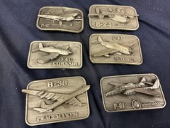 Vintage Buckle Connection Belt Buckles Military Aircraft Lot Of 6 WW2 Planes