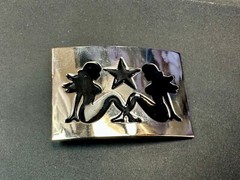 DOUBLE Sexy Mudflap Girl Truckers Silhouette Polished Reflective belt buckle