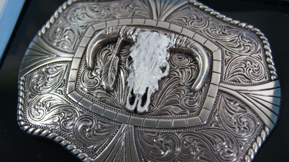 Nocona Western Belt Buckle Steer Bull Skull Silver Longhorn 37403