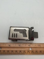 CALVIN KLEIN – Metal Belt Buckle With Gun Cutout – Black & Silver