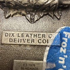 VTG 1976  » COLORADO  » BERGAMOT Brass Works Enamel DIX Leather BELT BUCKLE – NICE