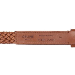 CELINE Size: 70 Braided mesh leather belt brown gold 803062 OM10
