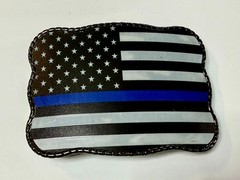 USA Flag Stars Striped with Blue Line Belt Buckle Card Holder Wallet / Stash box