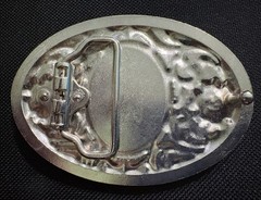 Western Skull Floral Engraved Silver Metal Oval Belt Buckle Fits 1.5in Belt