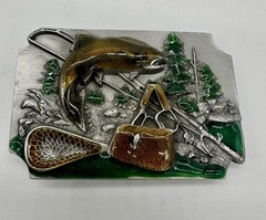 Vintage Siskiyou Belt Co Belt Buckle : Fly Fishing Outdoors Brown Trout Made USA