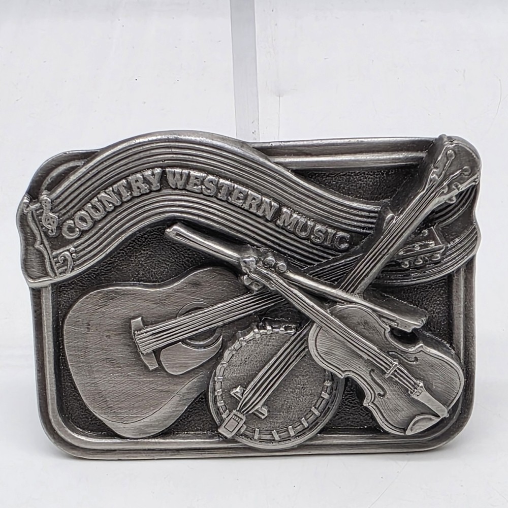 Bergamot Brass Works Country Western Music Belt Buckle Cowboy Rodeo 1984