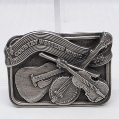Bergamot Brass Works Country Western Music Belt Buckle Cowboy Rodeo 1984