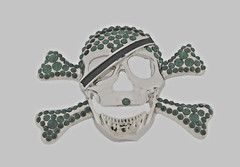 Skull Belt Buckles Crossbones Bandana Halloween Pirate Costume Bling Green Metal