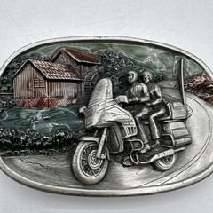 Vintage Bergamot Brass Works 1984 Motorcycle Biker Gold Wing Belt Buckle N149