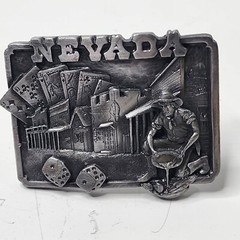 Nevada State Belt Buckle, 3D Image, Heavy, Gold Miner Casino, Signed 1982 H-20