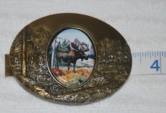 Artistic Impressions Western Belt Buckle Porcelain Moose by Julie Zsupnik VG+