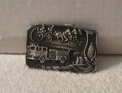 FIRE TRUCK HORSES FIREFIGHTER FIRE DEPARTMENT HOSE AXE HAT BELT BUCKLE