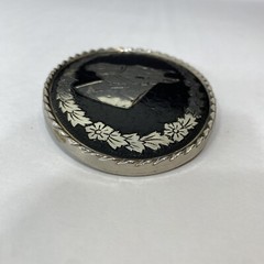 Bridled Horse Head Oval Belt Buckle Black Silver Equestrian Made in USA