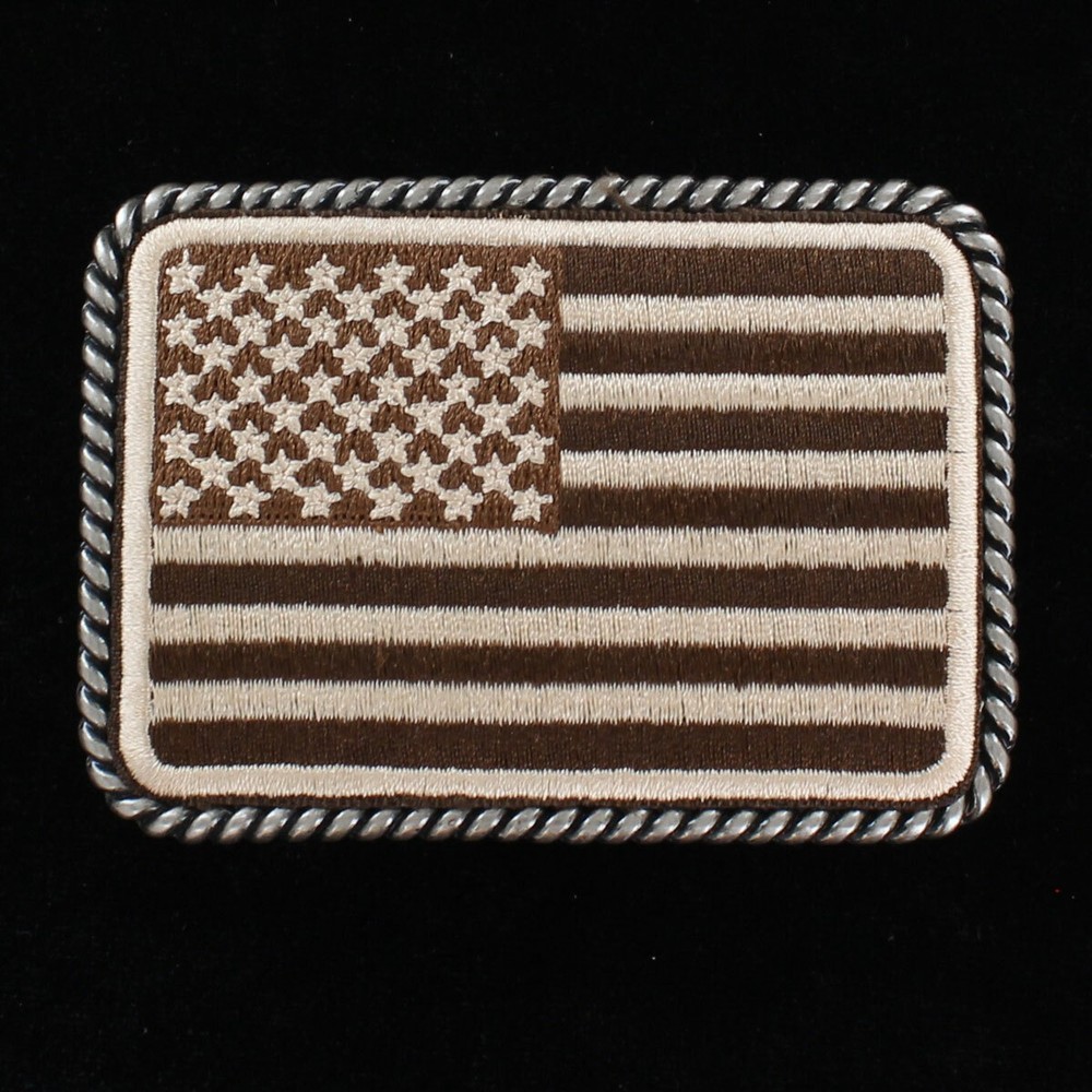 Ariat Western Mens Belt Buckle USA Embroidered Flag Patch
